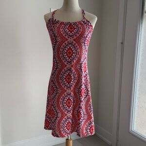 Prana - Red and White Geometric Midi Dress, size xsmall
